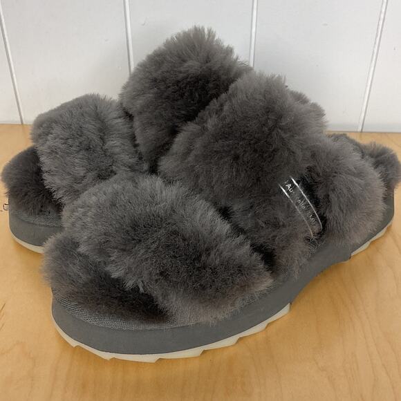 EMU‎ Austrailia Wob begong Sheepskin Shearling Fur Slippers Gray NWOB Size 6W - Picture 5 of 9